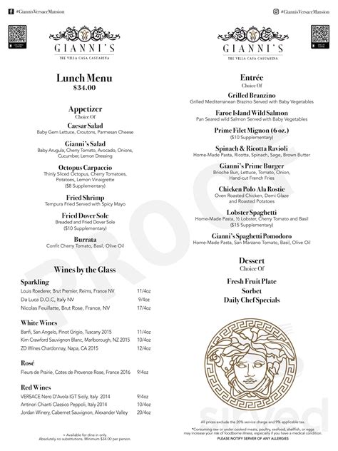 versace mansion menu price|giannis at former Versace mansion.